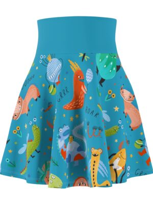 Fun Dinosaur Pattern Skater Skirt